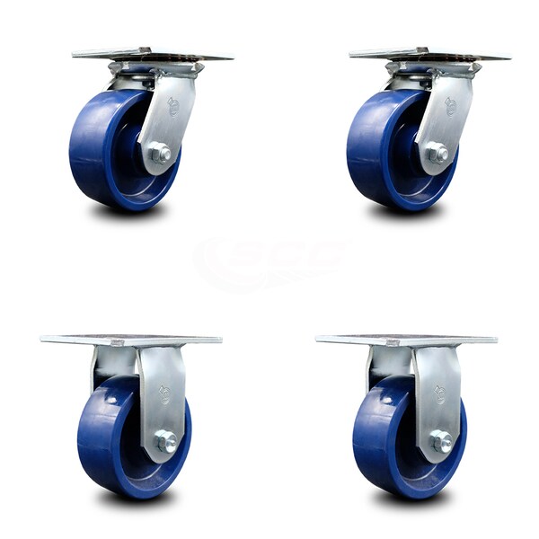 5 Inch Solid Poly Caster Set with Ball Bearings 2 Swivel 2 Rigid